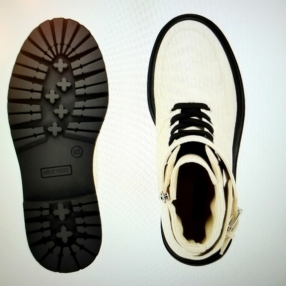 NWT Nine West Womens Sabrah Faux Leather Lug Sole Combat & Lace-up Boots - Picture 4 of 4